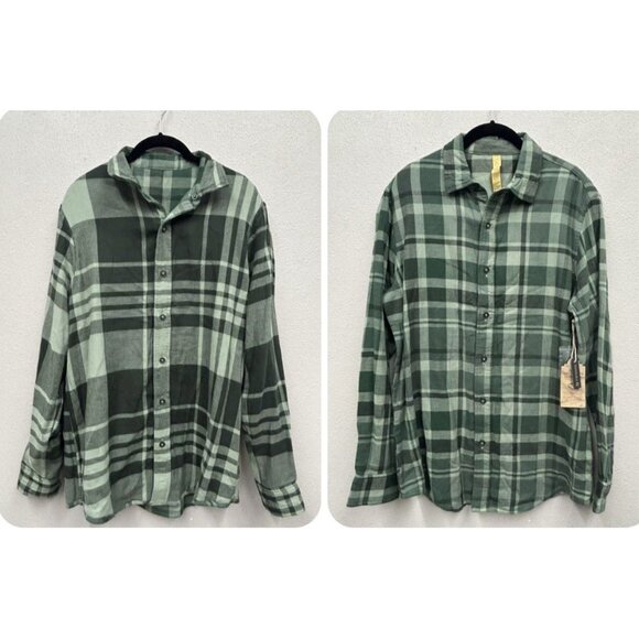 TELLURIDE Clothing Co Reversible Mens Flannel Medium Plaid Green Fall Lumberjack - Picture 1 of 8